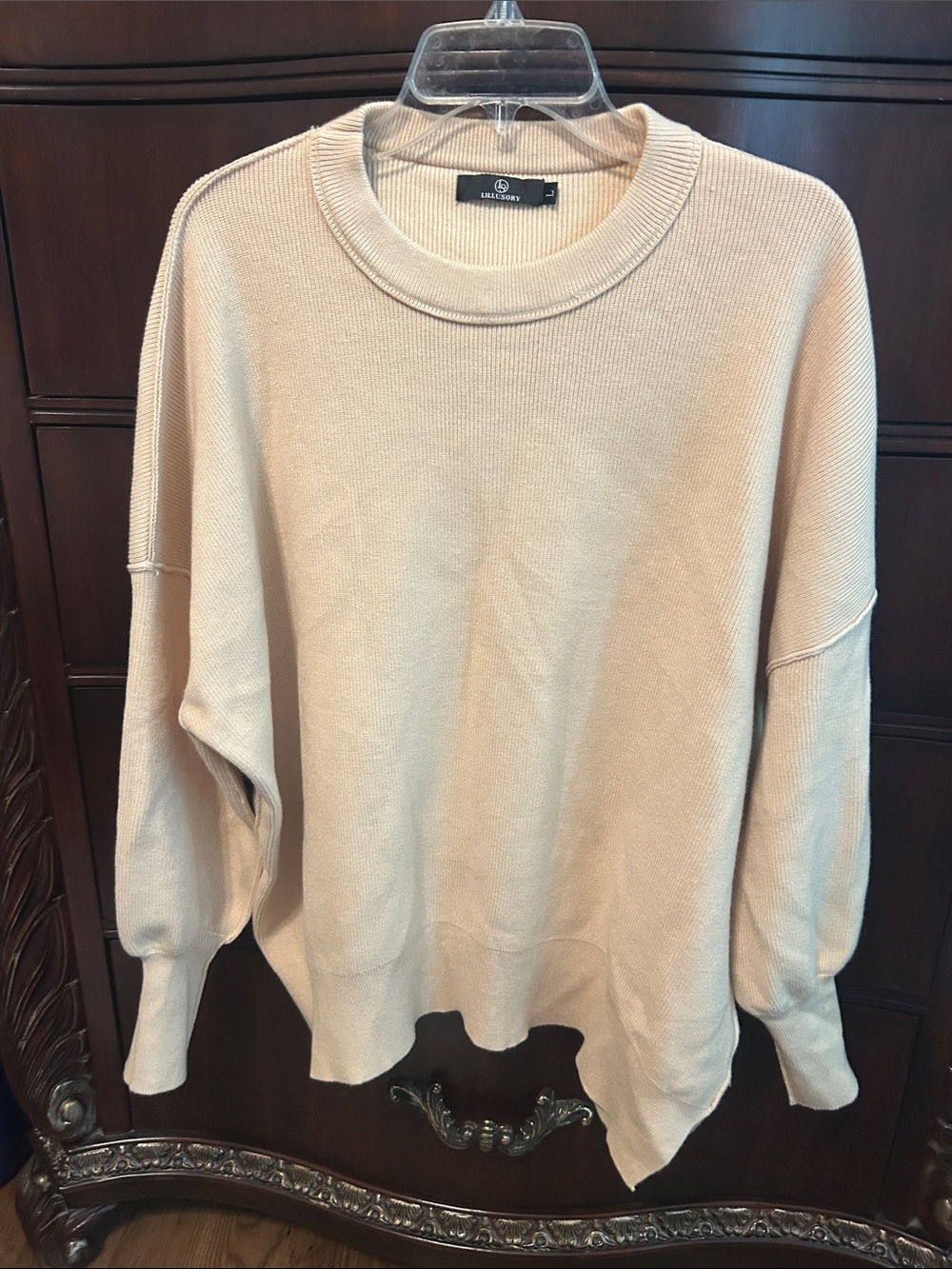 Lillusory Cream Crewneck Sweater - Relaxed Lightweight Knit